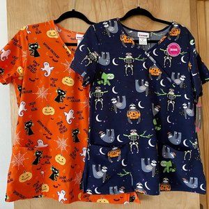 2 NWT Halloween Scrub Tops